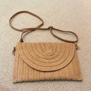 Woven Straw Crossbody Bag in Tan